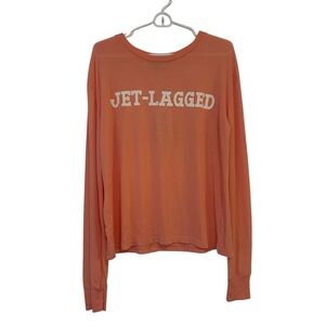 NWT “Jet Lagged” Wildfox Long Sleeve Cotton T-Shirt Women’s Size Medium